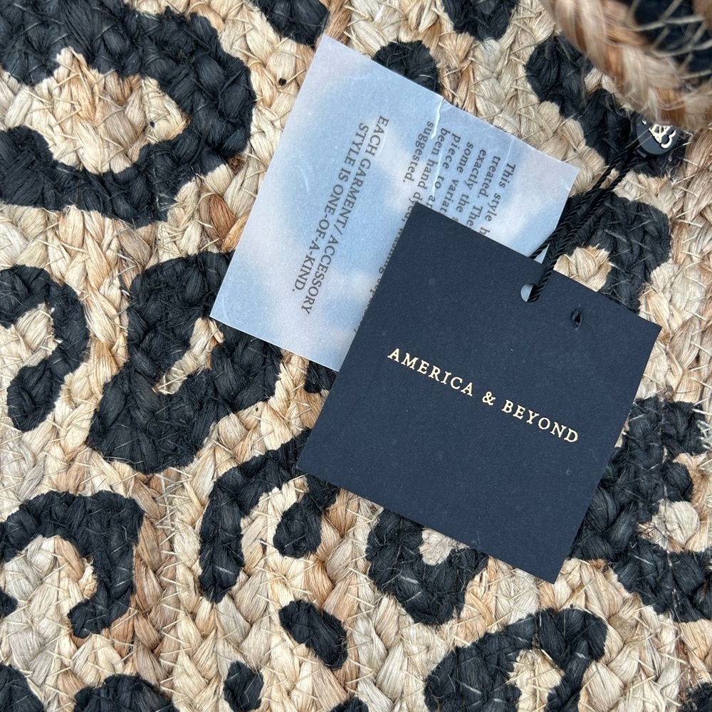 NWT - America and Beyond Lepard Print Jute Tote - NWT